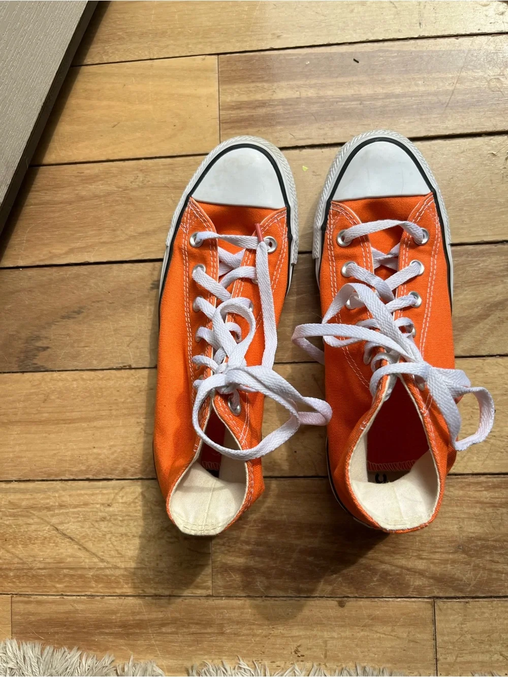 Converse Orange Canvas high top Sneakers with White Laces